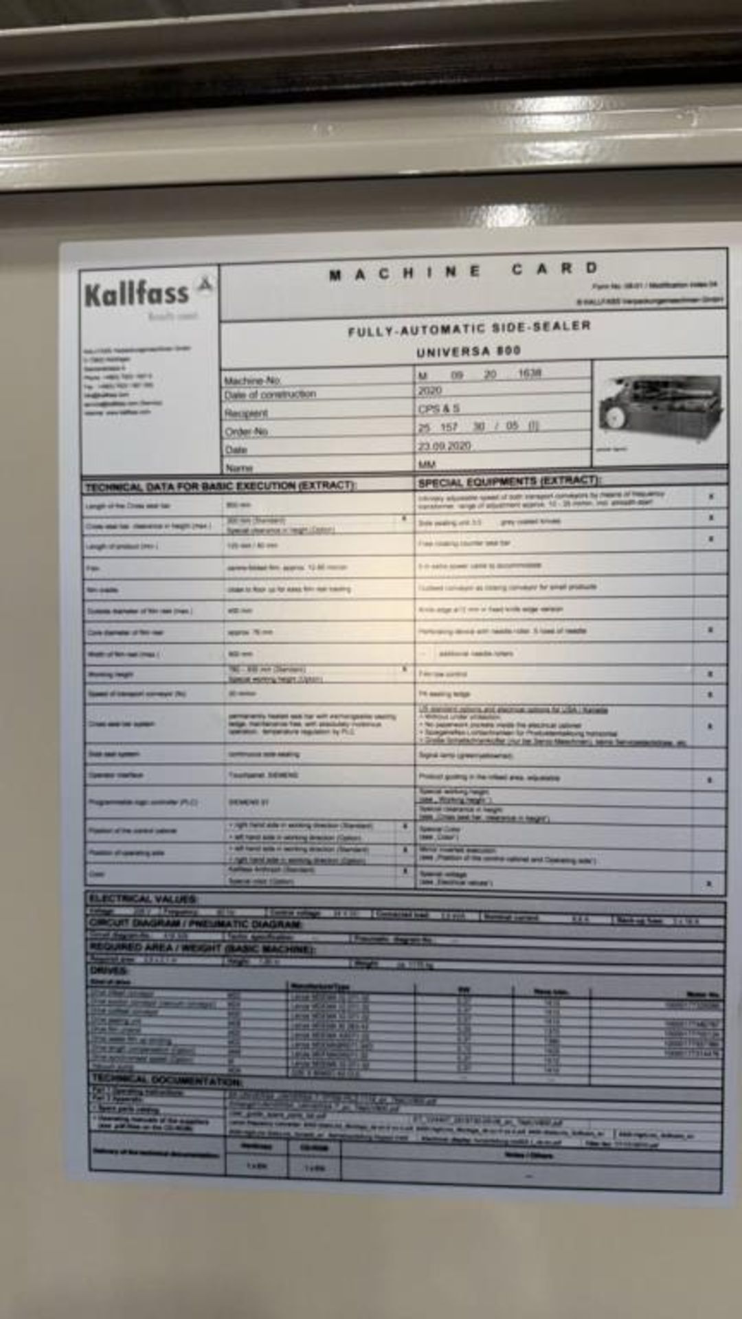 Kallfass UNIVERSA 800 Automatic Film Packaging Machine - Image 20 of 22