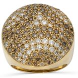 CARTIER ‘JETON SAUVAGE’ 18K YELLOW GOLD DIAMOND AND COLOURED DIAMOND RING, 1999