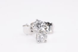 Natural Earrings 0.40ct F Colour SI Clarity Round Brilliant Cut - 18kt White Gold - EDR Certficate