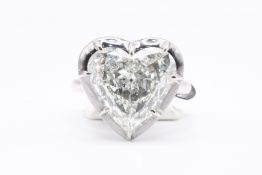 Natural 6.48ct Diamond Ring M Colour SI3 Clarity Heart Brilliant Cut -18kt White Gold