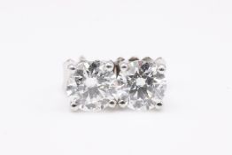 Natural 1.20ct F Colour SI Clarity Round Brilliant Cut Earrings - 18kt White Gold - EDR Certificate