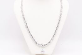 Natural 22.01ct Necklace D Colour SI1 Clarity Round and Pear Cut - 18kt White Gold - Beautiful Piece