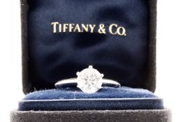 Tiffany & Co Ring 1.33ct D Colour VS2 Clarity Round Brilliant Cut - Platinum - GIA Certified