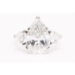Natural 6.01ct Diamond Ring G Colour SI2 Clarity Pear Cut - Platinum - HRD Certified