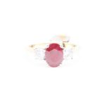 Natural Diamond and Ruby Ring F Colour VS2 Clarity - 18kt White and Yellow Gold