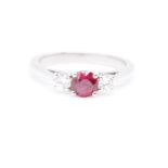 Natural Diamond and Ruby Ring F Colour VS2 Clarity - Platinum