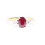 Natural 0.20ct Diamond & 0.78ct Ruby Ring F Colour VS2 Clarity - 18kt Yellow and White Gold