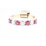 Natural Diamond and Ruby Ring F Colour VS2 Clarity - 18kt White and Yellow Gold