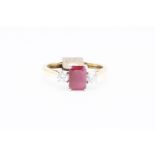 Natural Diamond and Ruby Ring F Colour VS2 Clarity - 18kt White and Yellow Gold