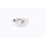 18K White Gold Diamond Single Stone Earrings with Diamond Bezels 0.40ct
