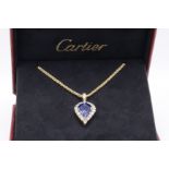 Cartier Royal Blue Sapphire & Diamond Pendant 9.14 Carat Box & Paperwork From Cartier Verfied