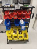Mobile Lin Bin Storage Rack With Contents Comprising Various Fixing & Pipe Fittings