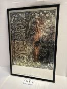 Artist Martin Sharp. Title-Live Give Love. Signed litho on Silver Foilboard (Item dimensions (L x D