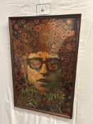 Artist Martin Sharp. Title-Mr. Tambourine Man Litho on Gold Foil Board (Item dimensions (L x D x H):