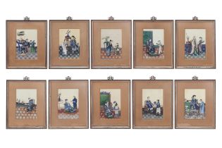 A GOOD SET OF TEN CHINESE EXPORT PITH PAPER PAINTINGS