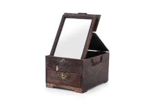 A HARDWOOD DRESSING TABLE BOX