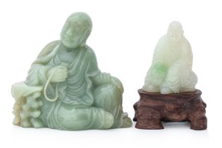 TWO FIGURAL JADE CARVINGS