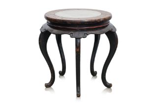 A MARBLE INSET ELM CIRCULAR OCCASIONAL TABLE