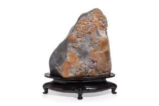 A LARGE CARVED AGATE BOULDER