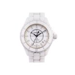 A CHANEL J12 DIAMOND WHITE WATCH