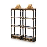 A PAIR OF JAPANESE STYLE WALL SHELVES