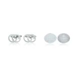 GUCCI - TWO PAIRS OF STERLING SILVER LOGO CUFFLINKS