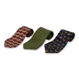 SALVATORE FERRAGAMO - A GROUP OF THREE SILK TIES