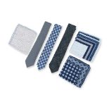 A GROUP OF SIX DESIGNER TIES AND POCKET SQUARES