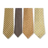 HERMÈS, BULGARI AND VALENTINO - A GROUP OF FOUR MEN'S DESIGNER TIES INCLUDING