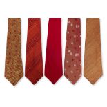 SALVATORE FERRAGAMO & TRUSSARDIA - A GROUP OF FIVE MEN'S TIES