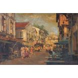 CHUA MIA TEE (SINGAPOREAN, B. 1931) - 'SINGAPORE CHINATOWN, TEMPLE STREET'