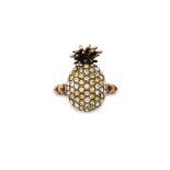 GUCCI CRYSTAL-SET PINEAPPLE COCKTAIL RING