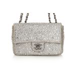 CHANEL MINI FLAP BAG IN LIGHT BEIGE GOATSKIN WITH RHINESTONE EMBELLISHMENTS, 2020