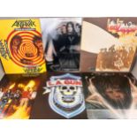 Fourteen rock and heavy metal vinyl LP records including, Judas Priest, Deep Purple, Led Zeppelin,