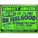 An original vintage Dr Feelgood poster from late 1970s playing at UMIST Union May Ball Saturday 24th