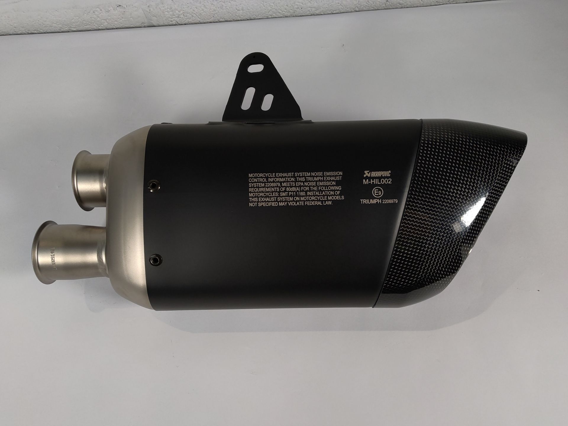 As new Akrapovic titanium slip-on exhaust silencer for Triumph Triple 1200 RS or RR Motorcycle. - Image 2 of 4