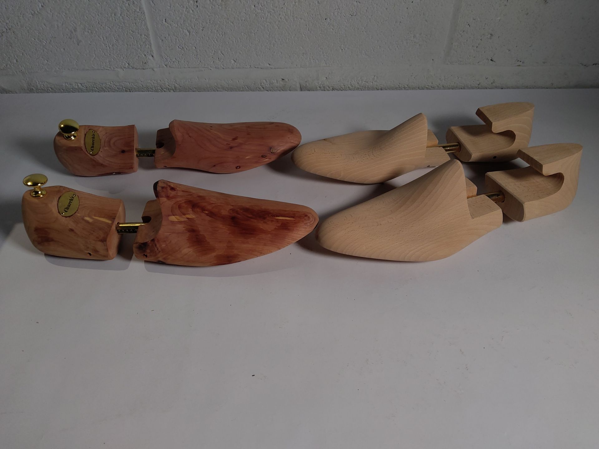 Thirteen pre-owned pairs of Church Cedar Wood Shoe Trees, various sizes.