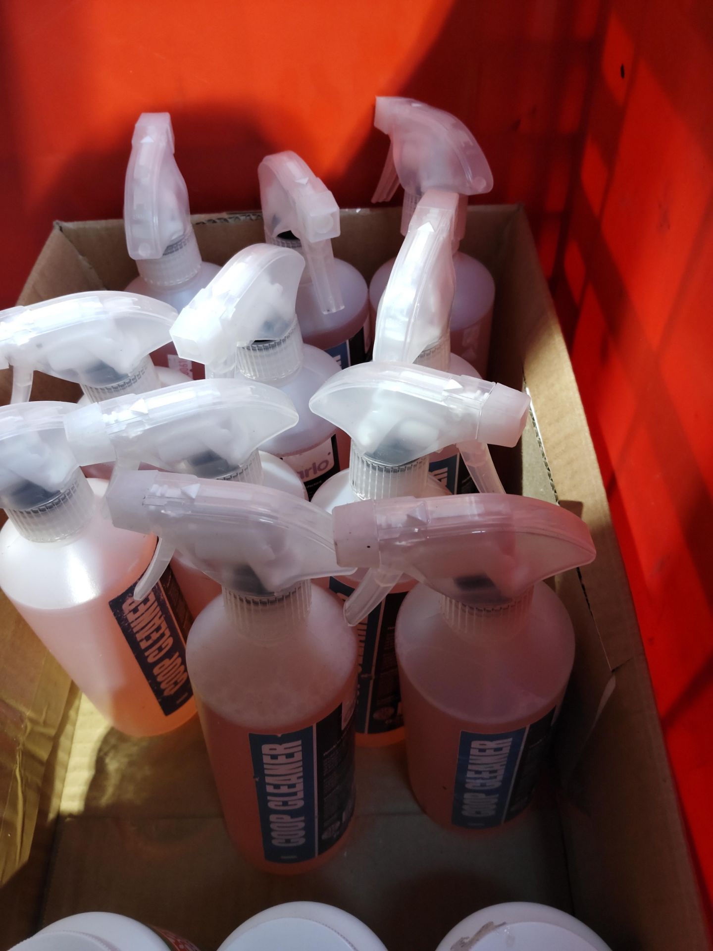 Assorted liquids and related items to include screen wash, multi surface cleaner and disinfectant (s