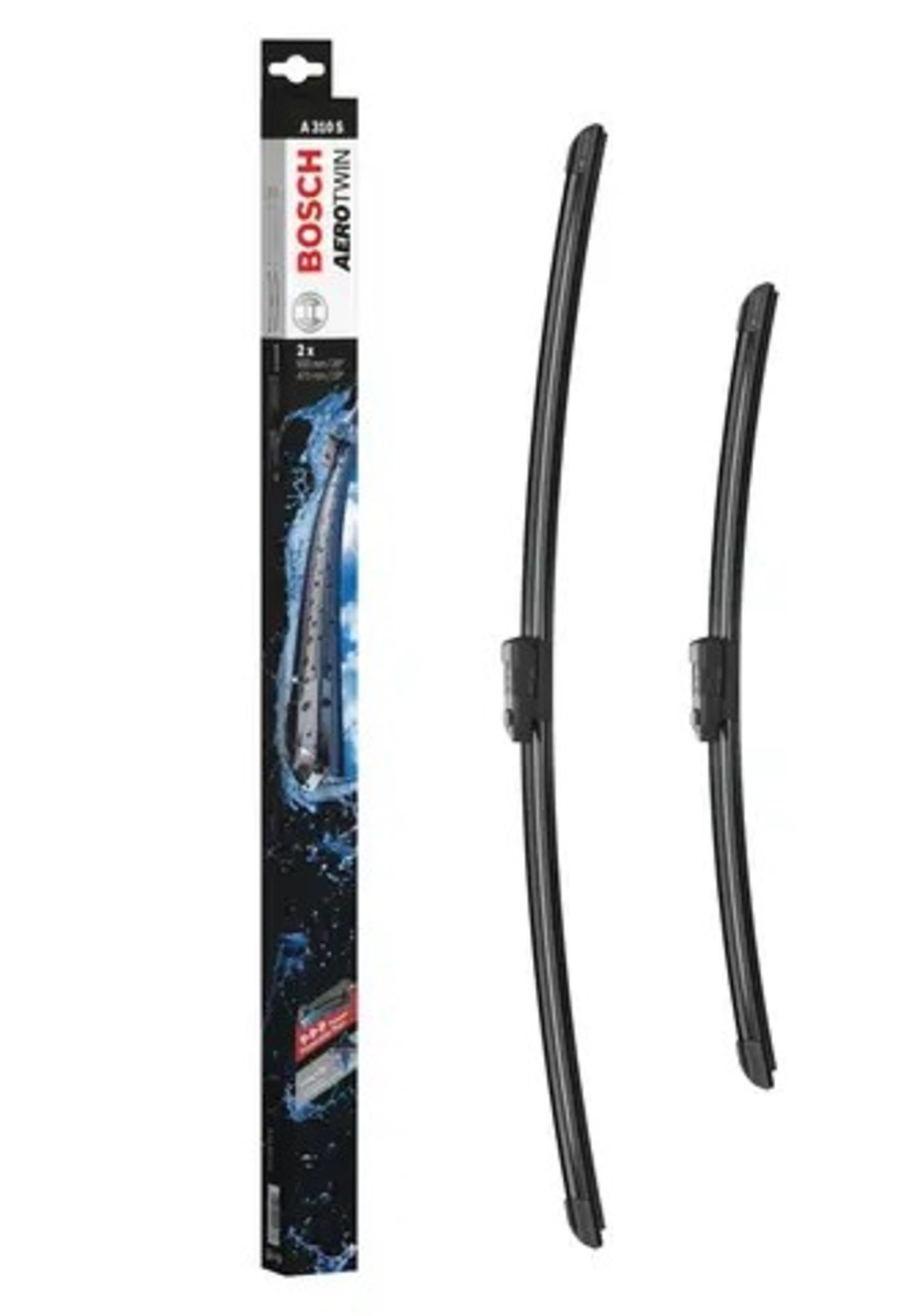 Fifteen sets of boxed as new Bosch Aerotwin flat wiper blades A310S (stock image).