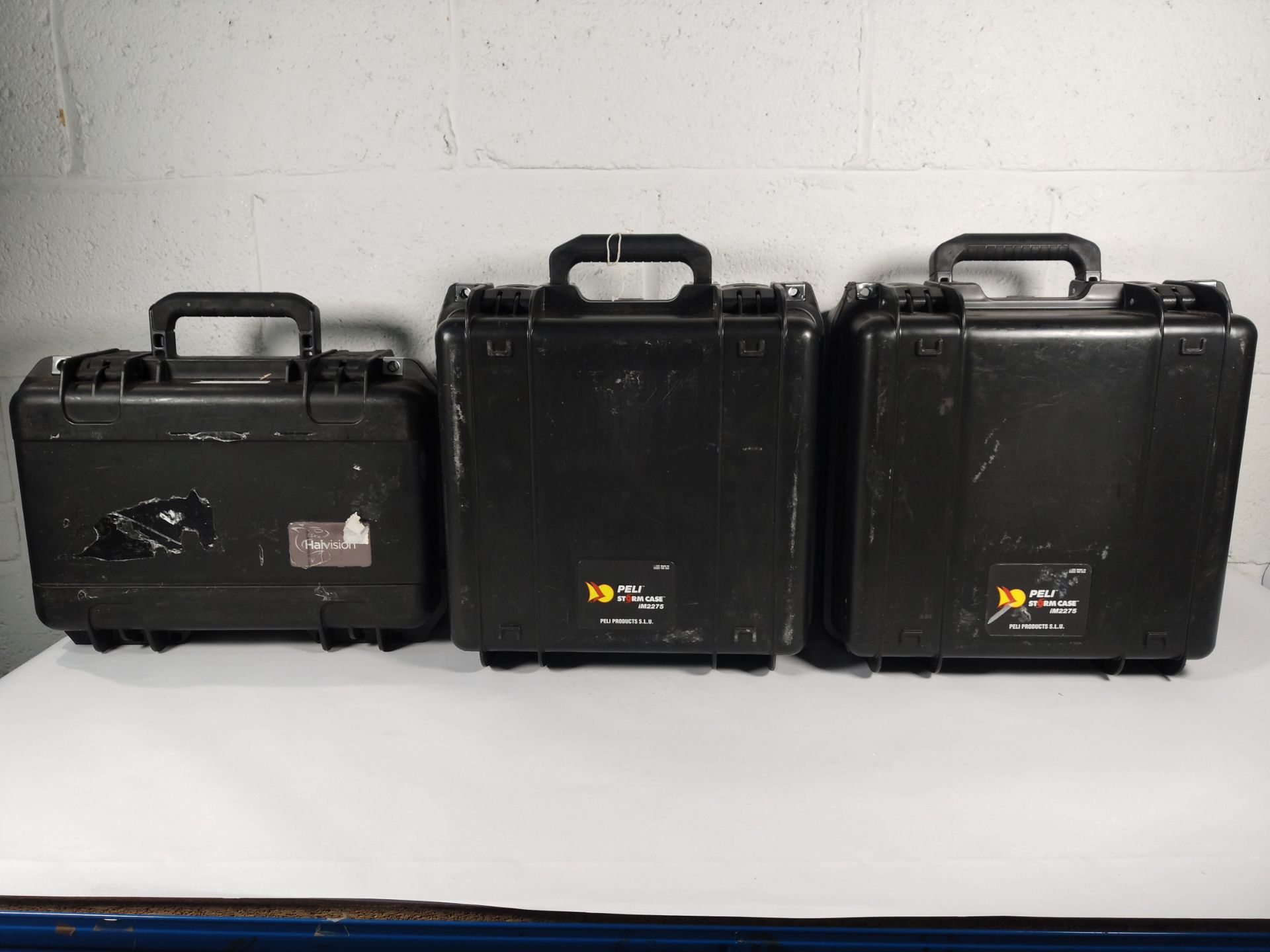 Three pre-owned branded hard cases to include 2x Peli Storm Case iM2275 and 1x SKB Cases iSeries uti