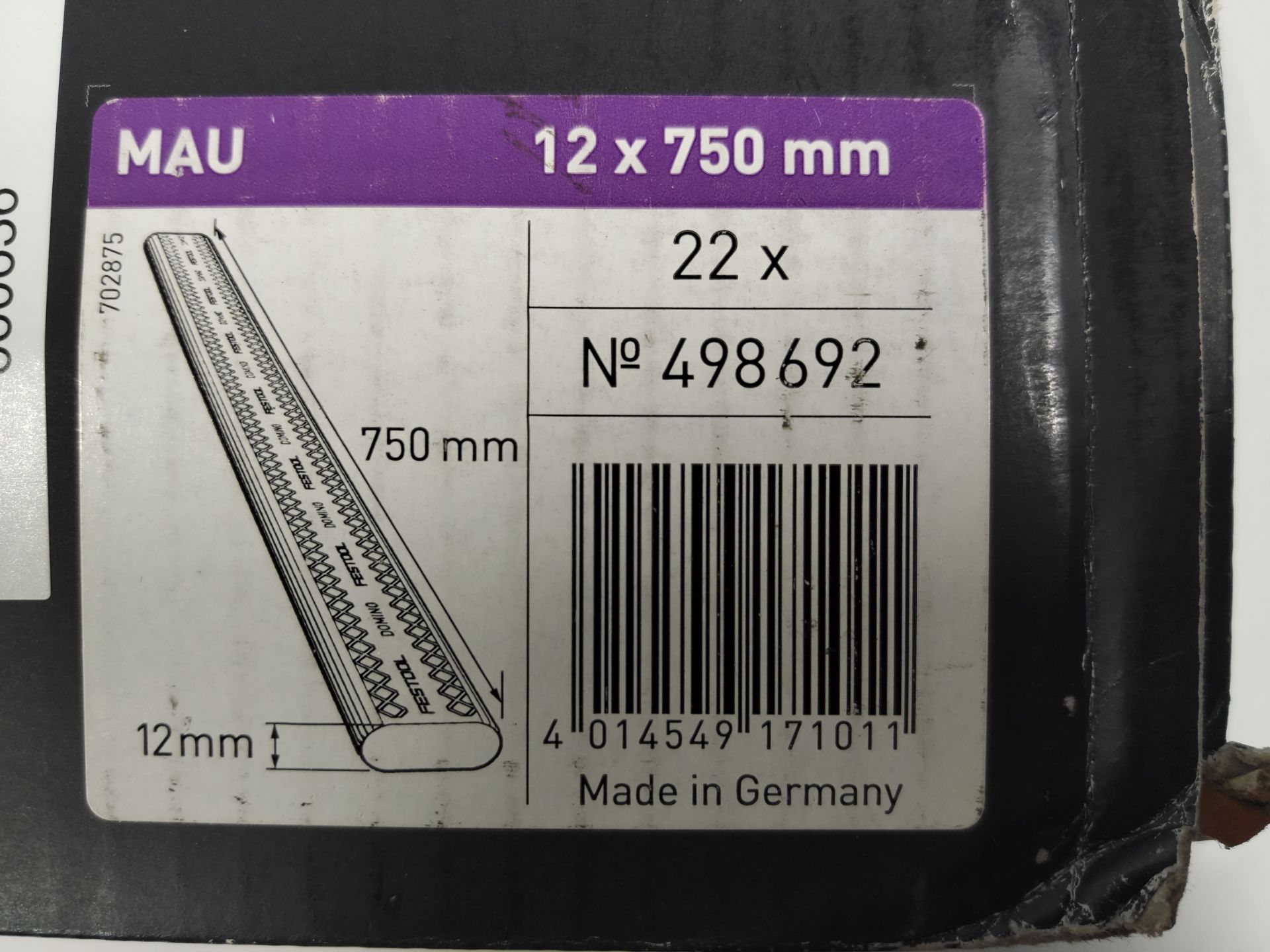 A Festool Long Sipo Wood Dominos, size 12mm x 750, 22-pieces, boxed (498692). - Image 2 of 3