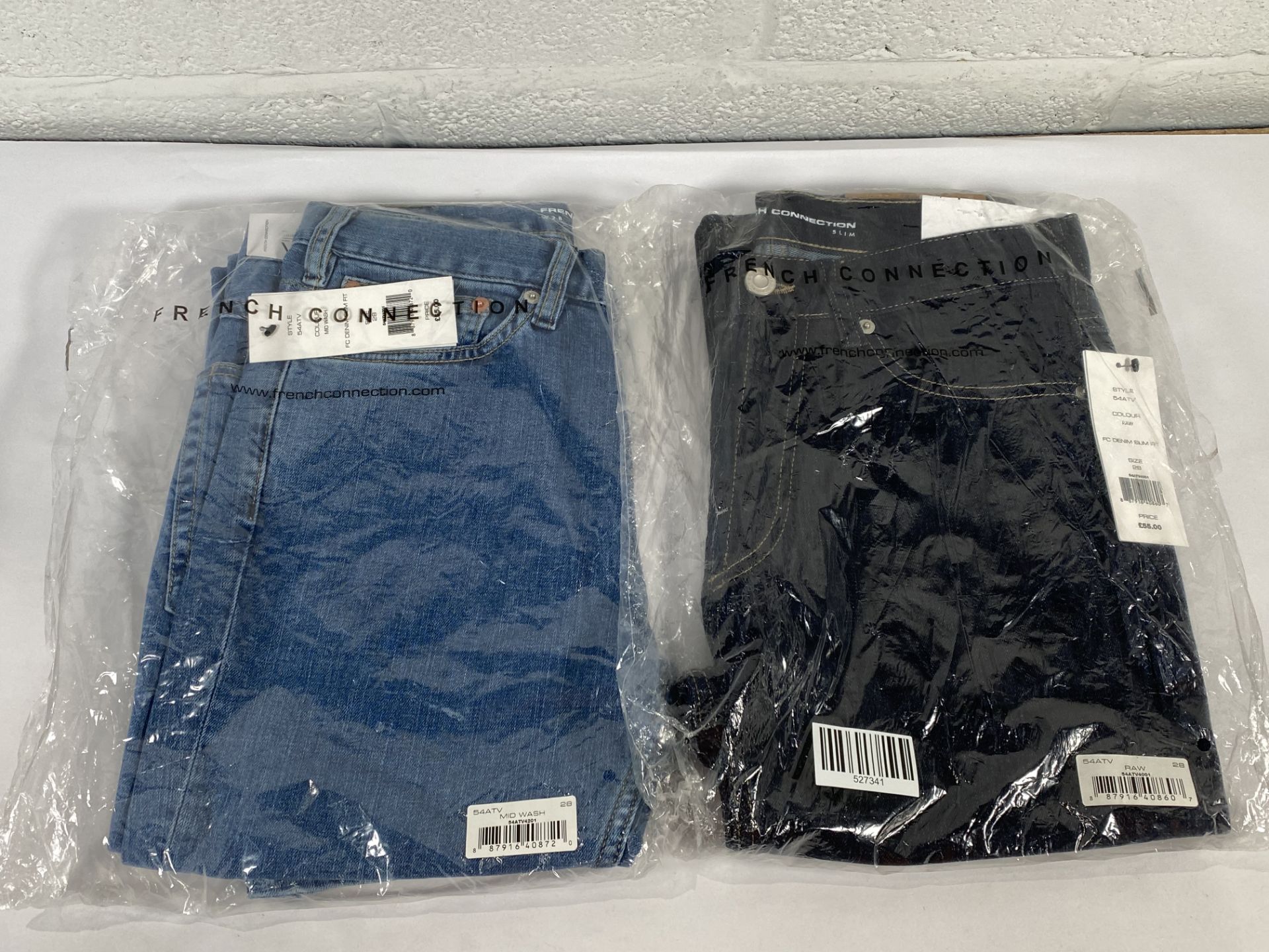 Two pairs of French Connection denim slim fit jeans (Both size 28).