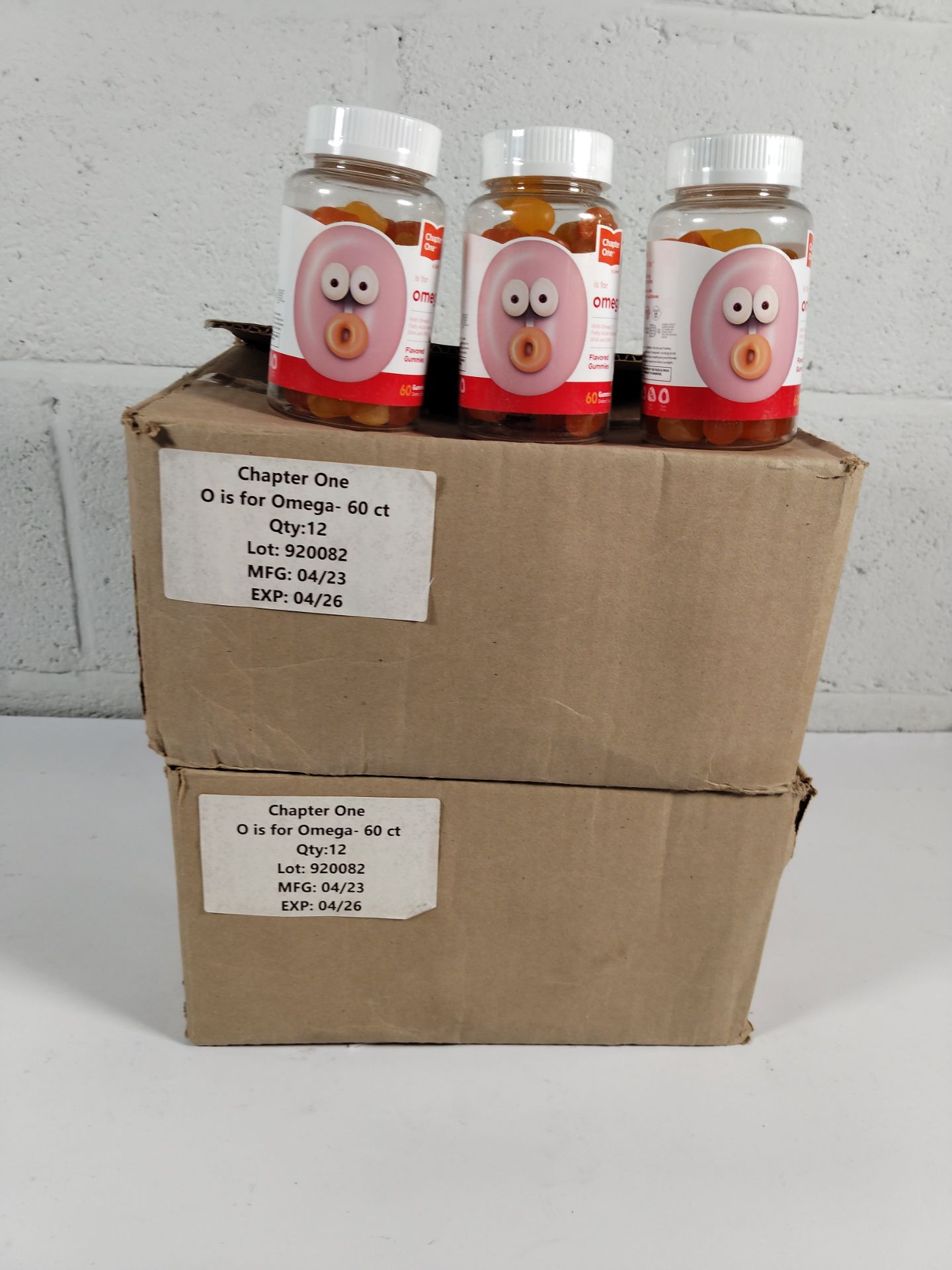 Two boxes of twelve as new Chapter One dietary supplement omega gummies (60 gummies per bottle, EXP: