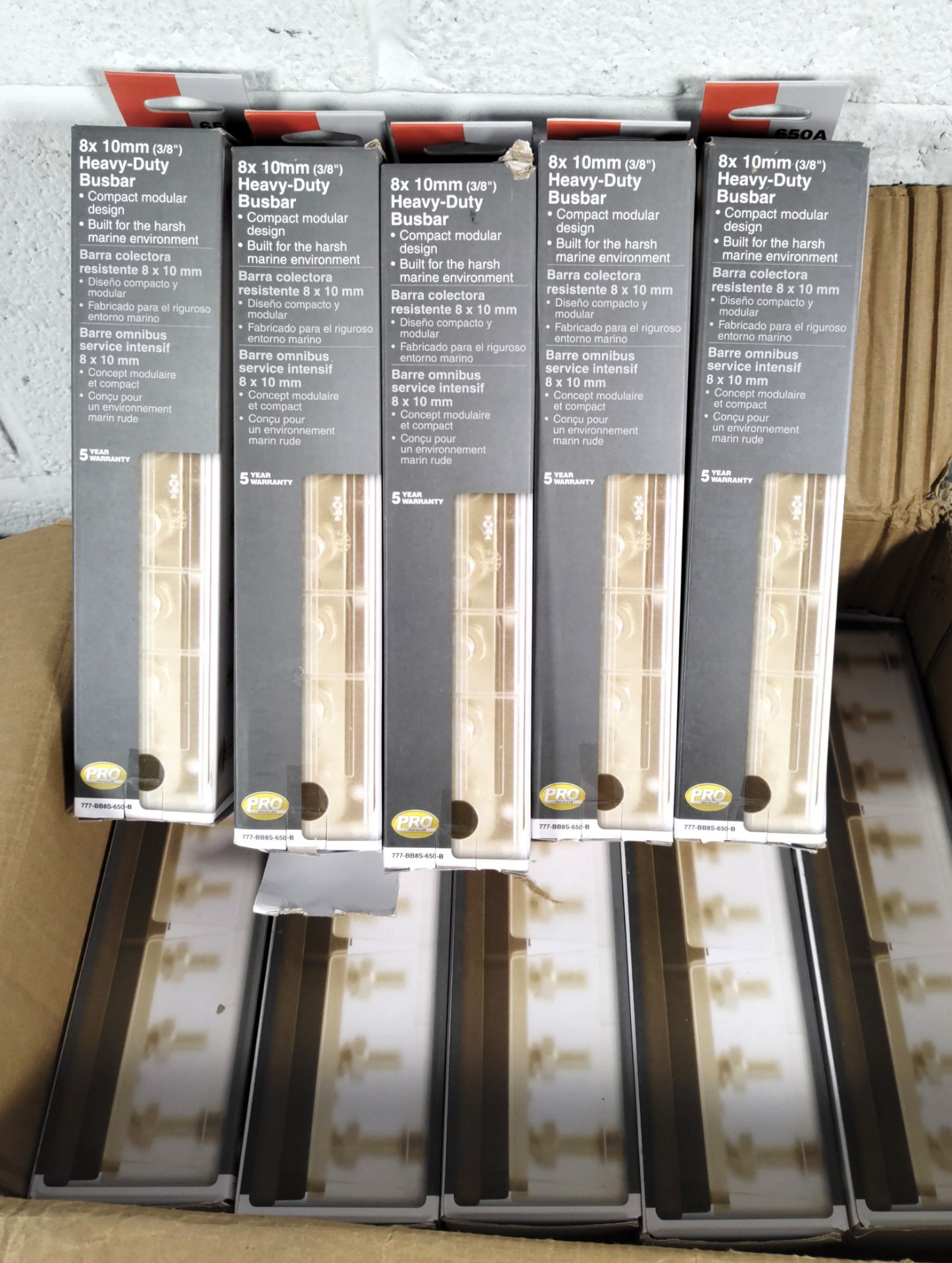 Ten boxed BEP marine 8 x 10mm (3/8") heavy duty busbars 8 Stud 650A.