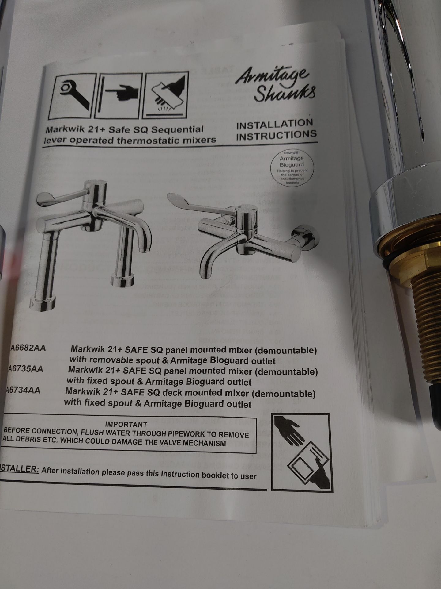 Armitage Shanks Markwik 21+ Panel Mounted Thermostatic Basin Mixer Tap (no original packaging). - Image 2 of 3