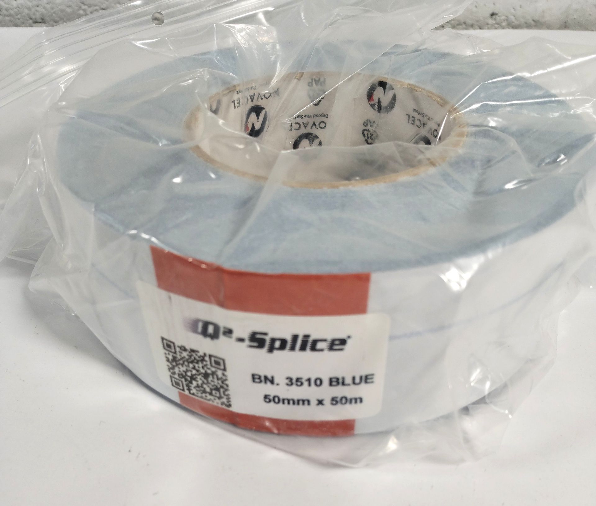 Twelve Novacel BN 3510 Blue Splice Tape, 50mm x 50m.