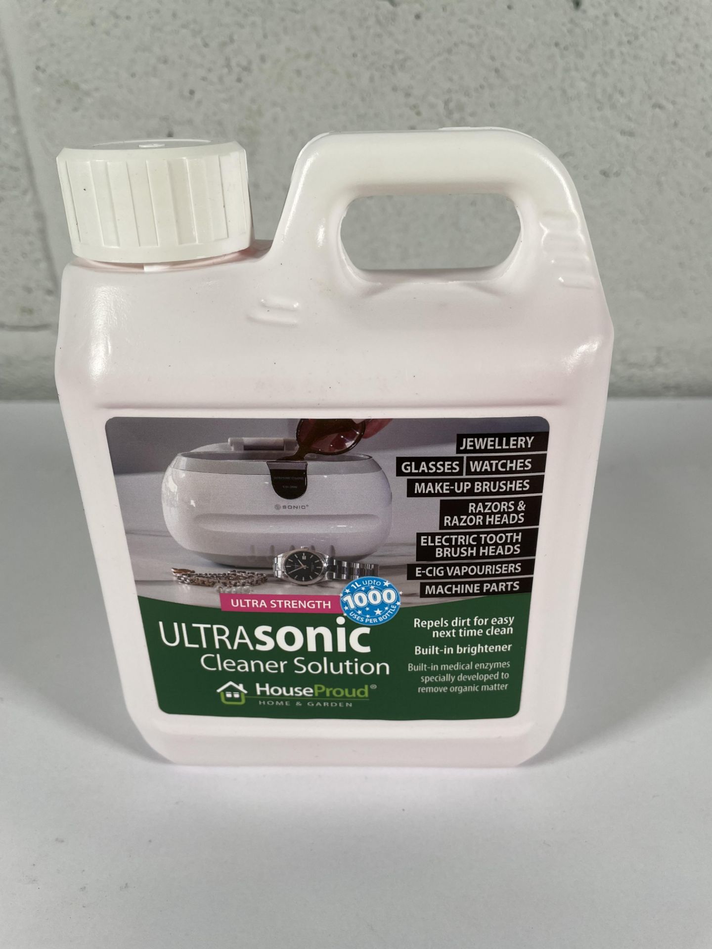 Nine as new HouseProud Ultrasonic Cleaner Fluid  1ltr (concentrate degreaser cleaning solution).