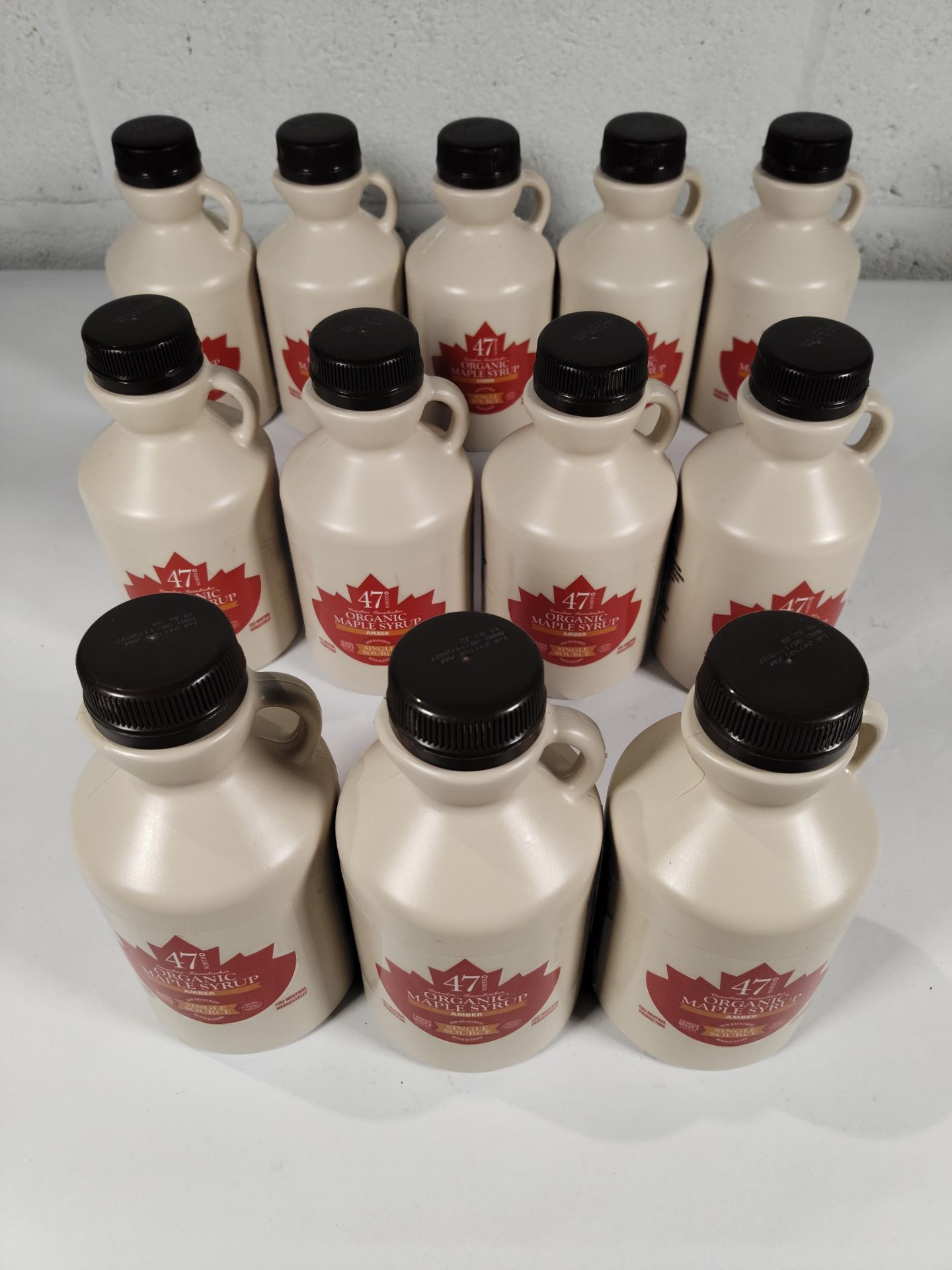 Twelve 47 North Canadian organic amber maple syrup, single source grade A, 500g bottles (B.B.D 05/11