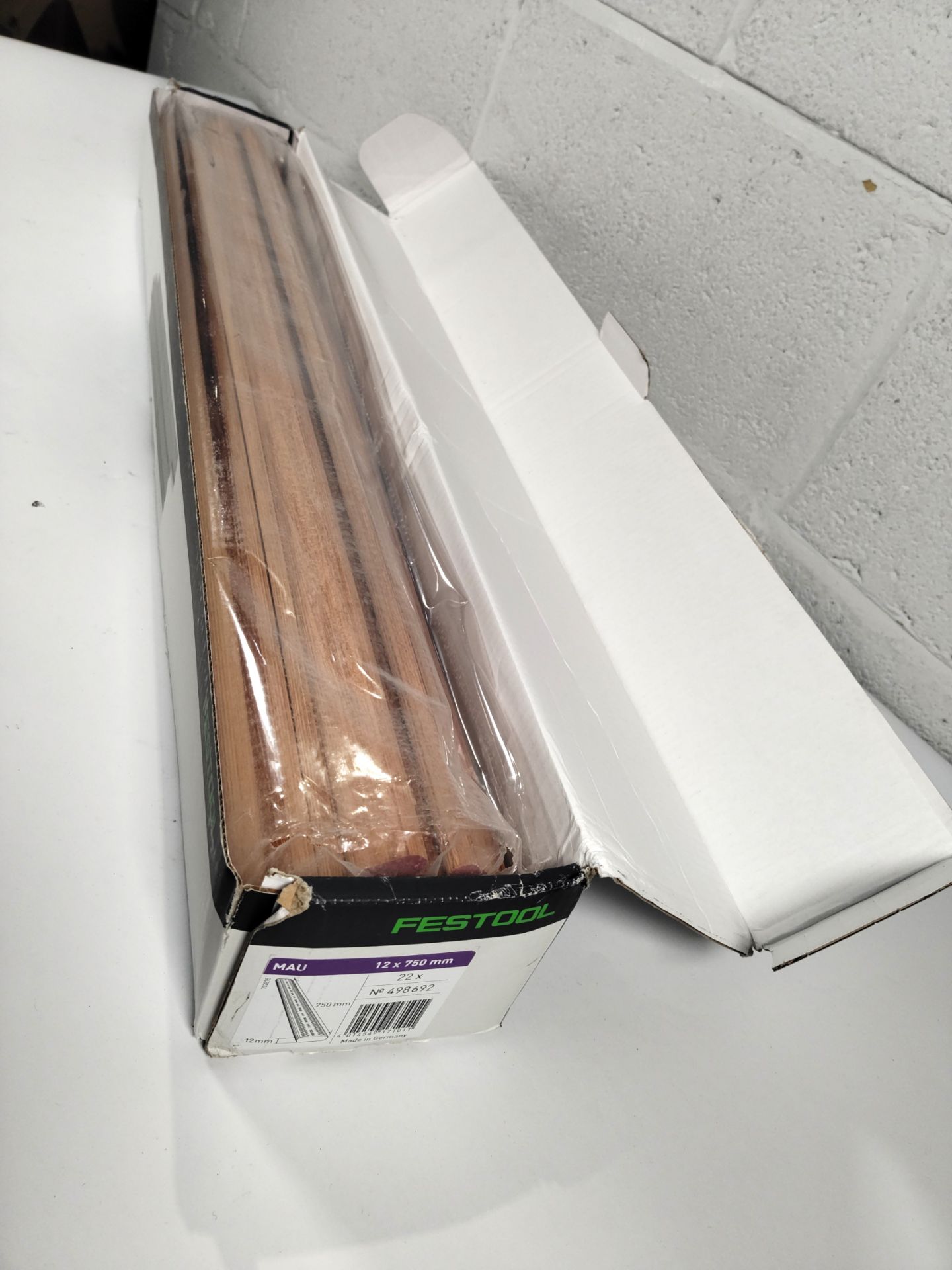 A Festool Long Sipo Wood Dominos, size 12mm x 750, 22-pieces, boxed (498692). - Image 3 of 3