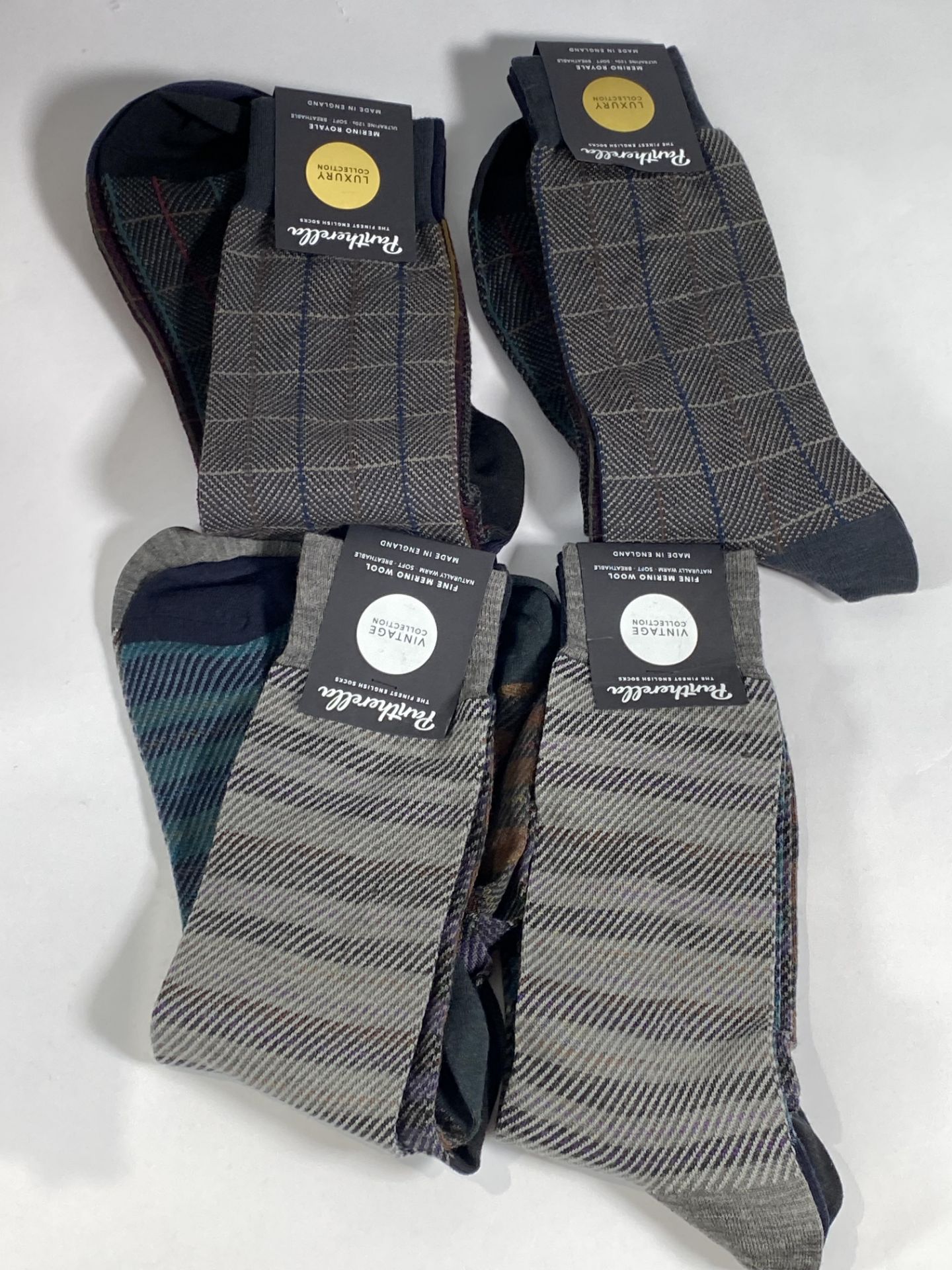 Eight packs Pantherella Marino Royale socks (Medium).